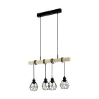 Eglo Pendelleuchte Townshend 5 Stahl Holz Schwarz | IP20 - Geeignet für 4x E27 